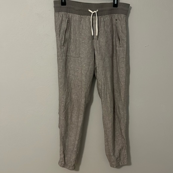 Athleta linen Cabo joggers, gray, women’s size 10. Zipper pockets. Cute! - Picture 1 of 10